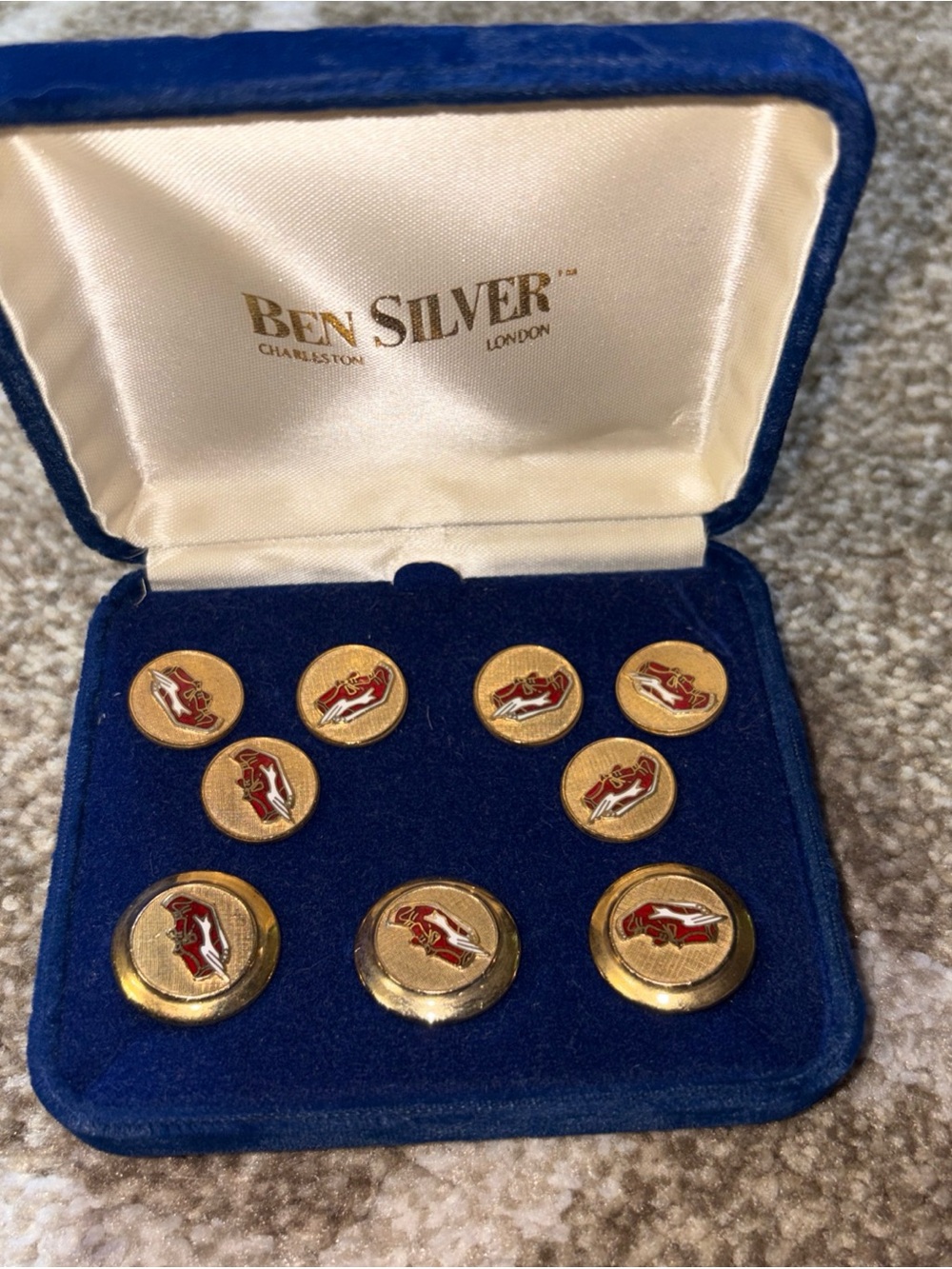 Ben Silver Gold-Tone Enamel Collar Button Set